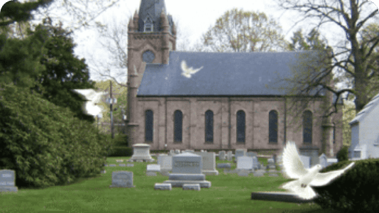 Outside of cemetery and chapel Outside of cemetery and chapel