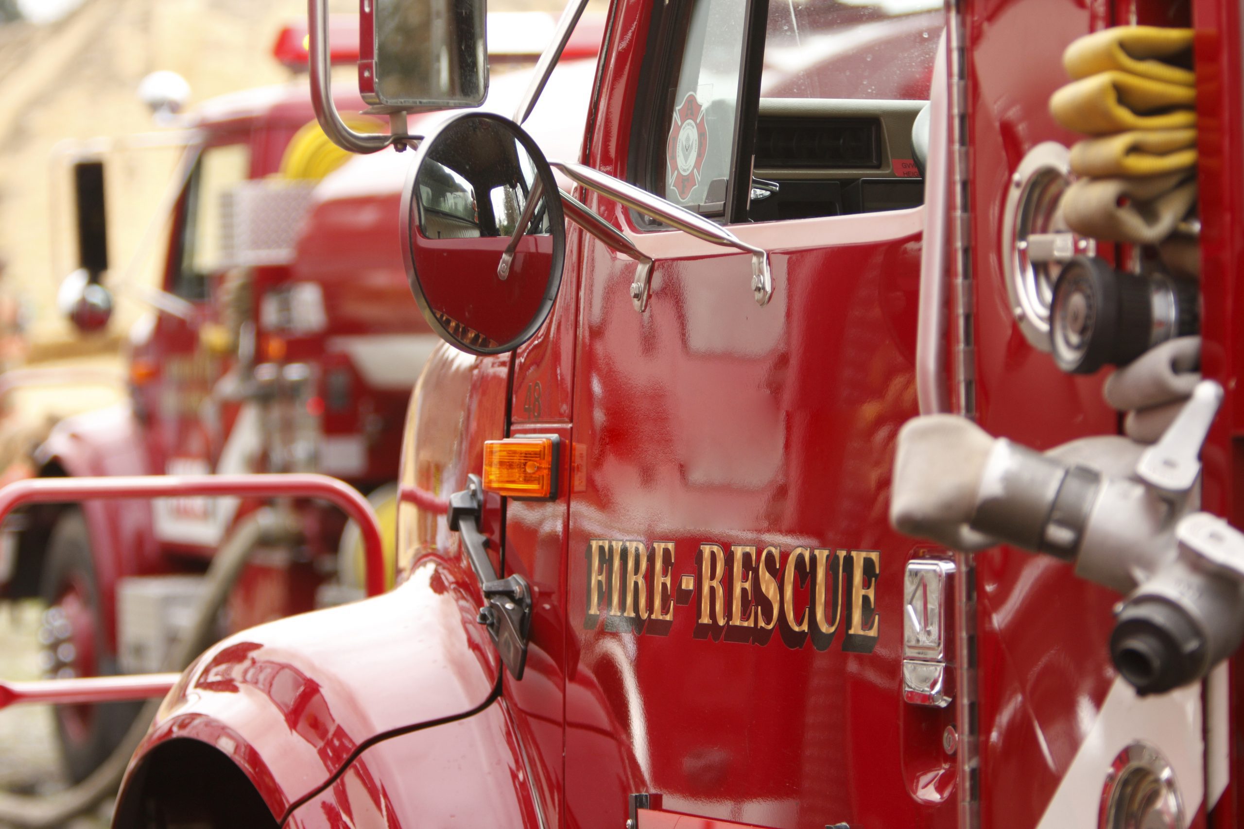 Side view of fire truck Side view of fire truck