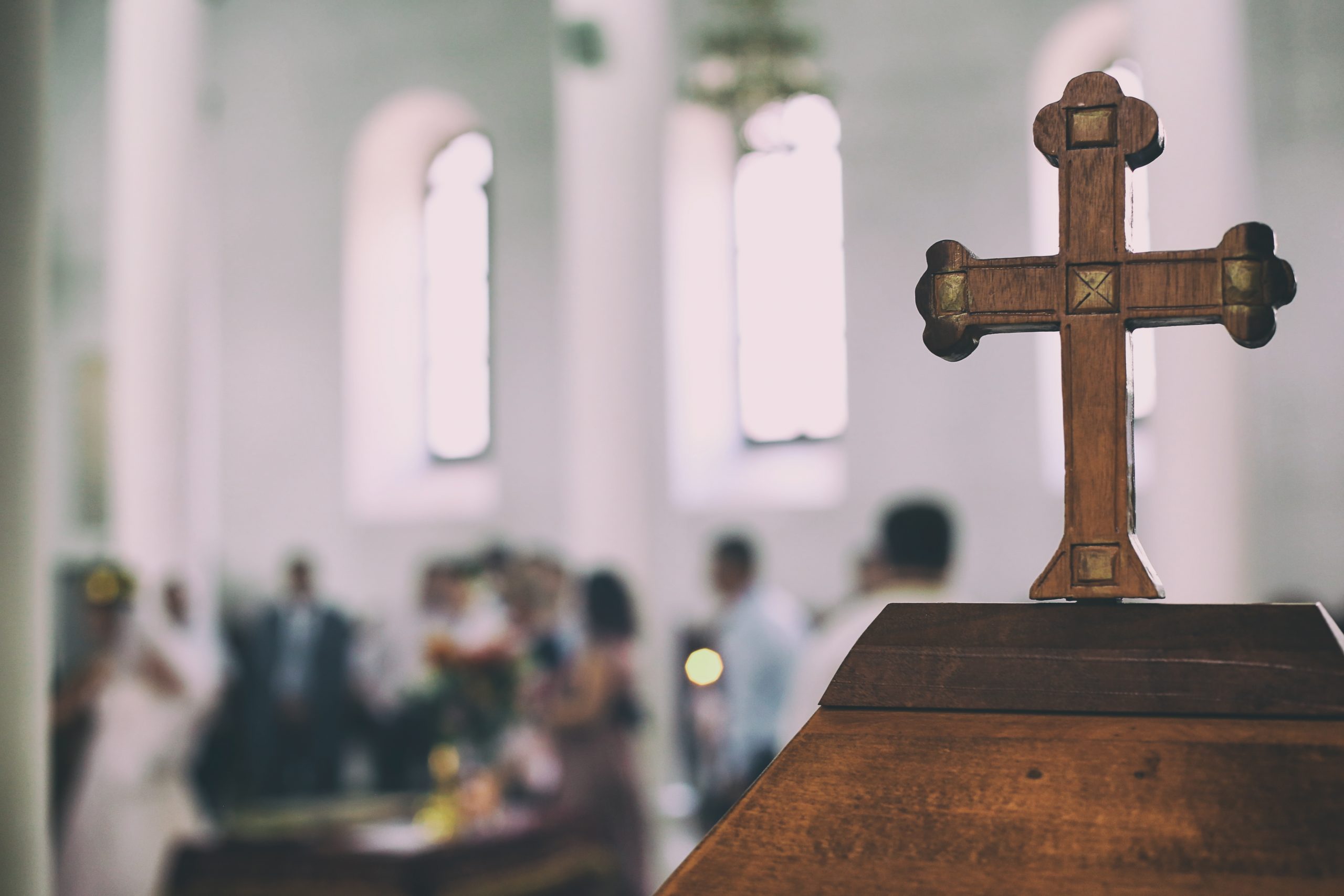 Wooden cross inside church