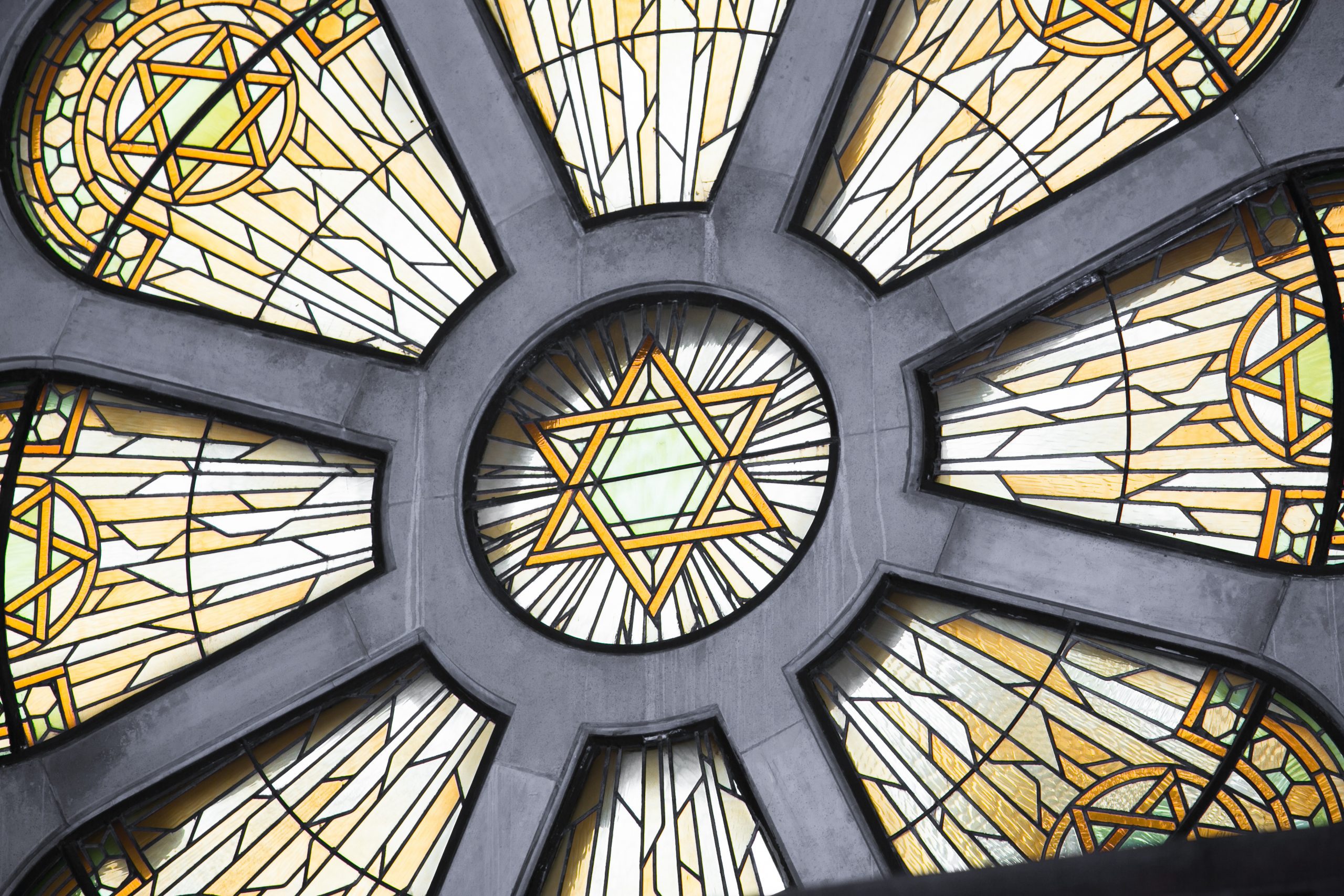 Star of David within stained glass