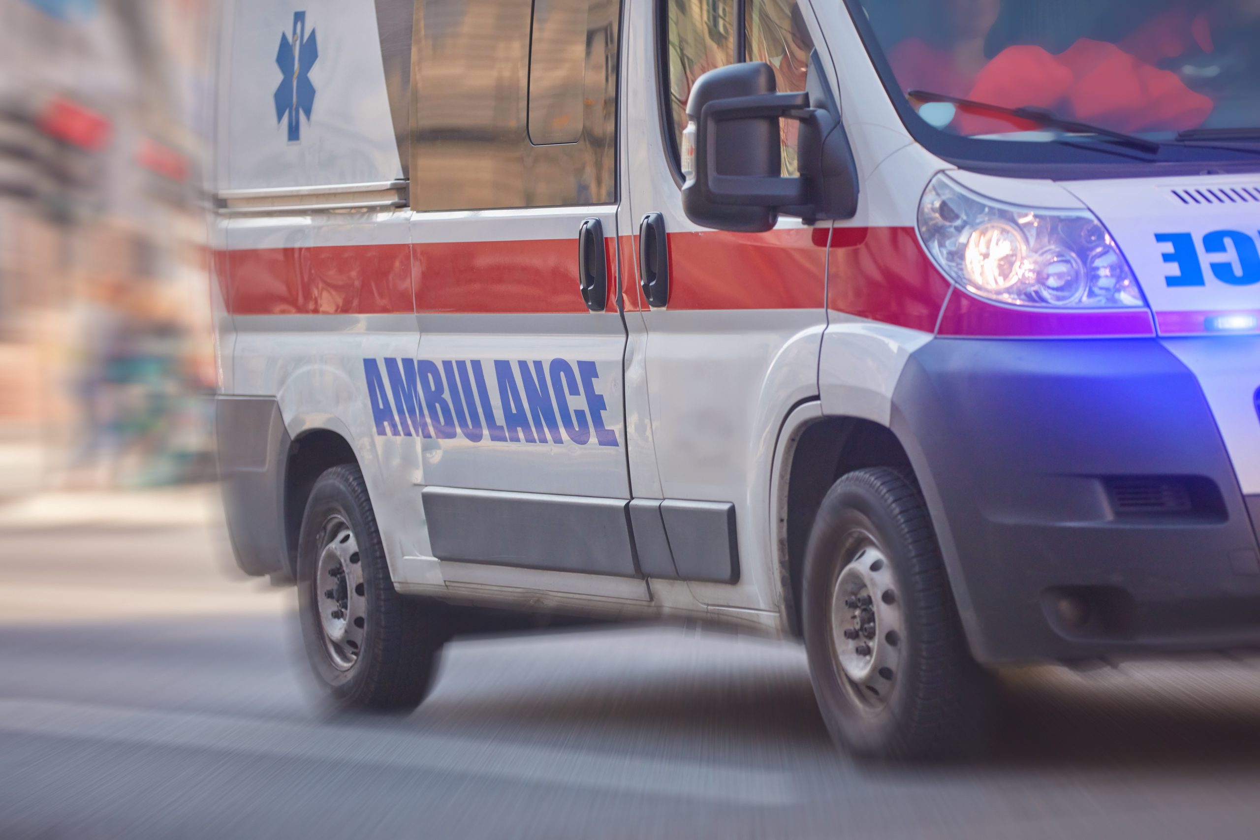 Ambulance with lights on
